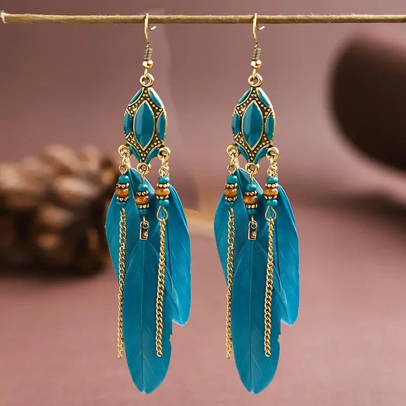Pendientes Boho de Plumas Étnicas