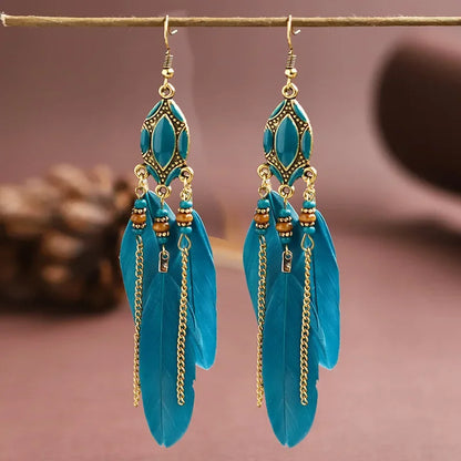 Pendientes Boho de Plumas Étnicas