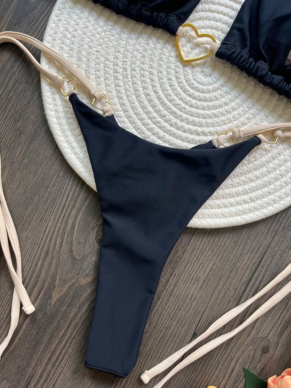 Bikini ajustable corazón dorado