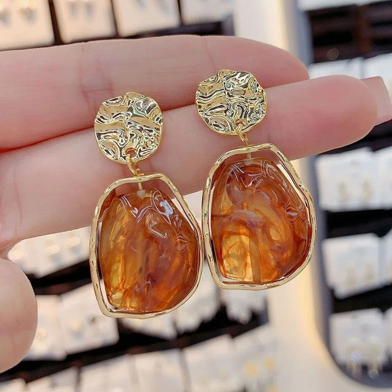 Pendientes Piedra Natural Golden Aura