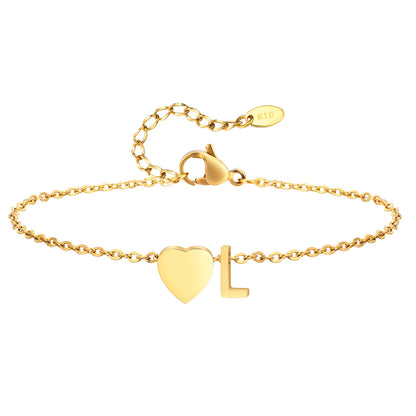Tobillera personalizada con Inicial Corazón Dorada