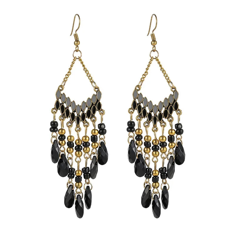 Pendientes Boho Colgantes con Cuentas