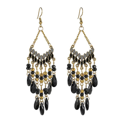 Pendientes Boho Colgantes con Cuentas
