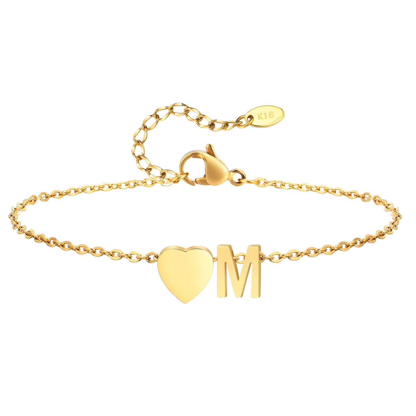Tobillera personalizada con Inicial Corazón Dorada