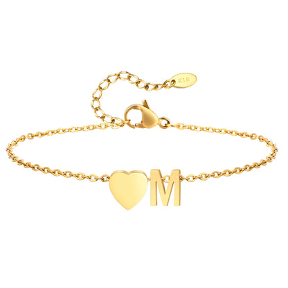 Tobillera personalizada con Inicial Corazón Dorada