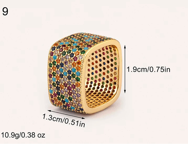 Anillo Glamour Dorado con Cristales