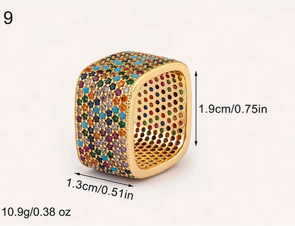 Anillo Glamour Dorado con Cristales