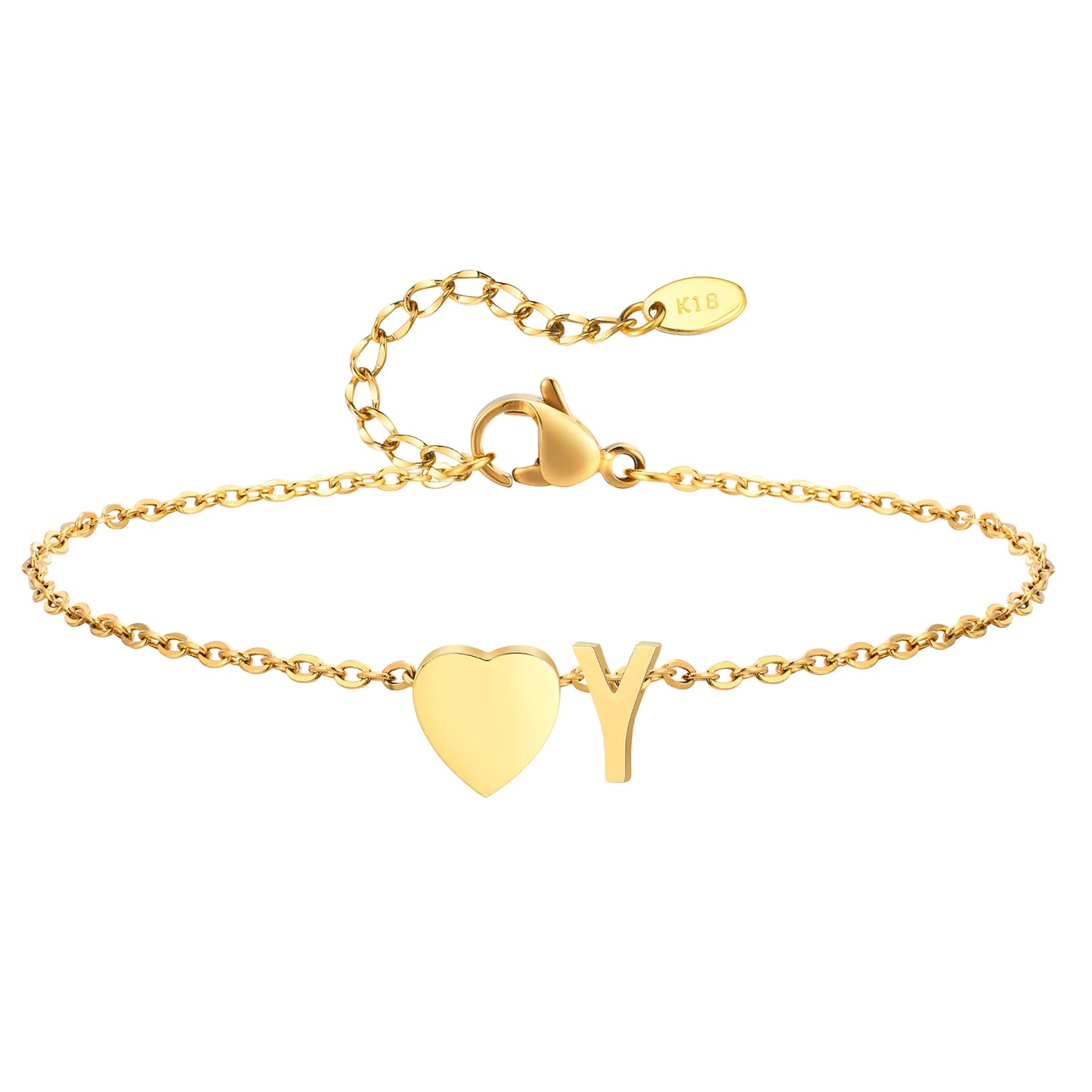 Tobillera personalizada con Inicial Corazón Dorada