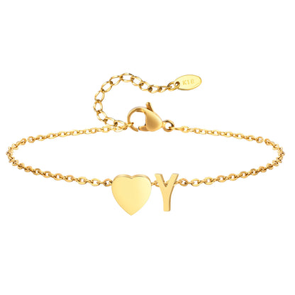 Tobillera personalizada con Inicial Corazón Dorada