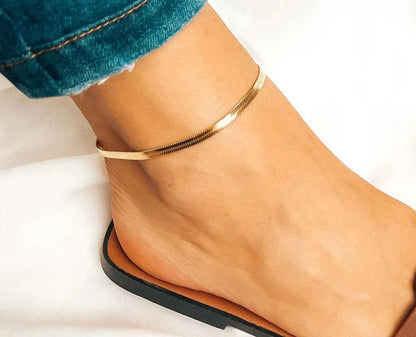 Tobillera Cadena Snake Dorada