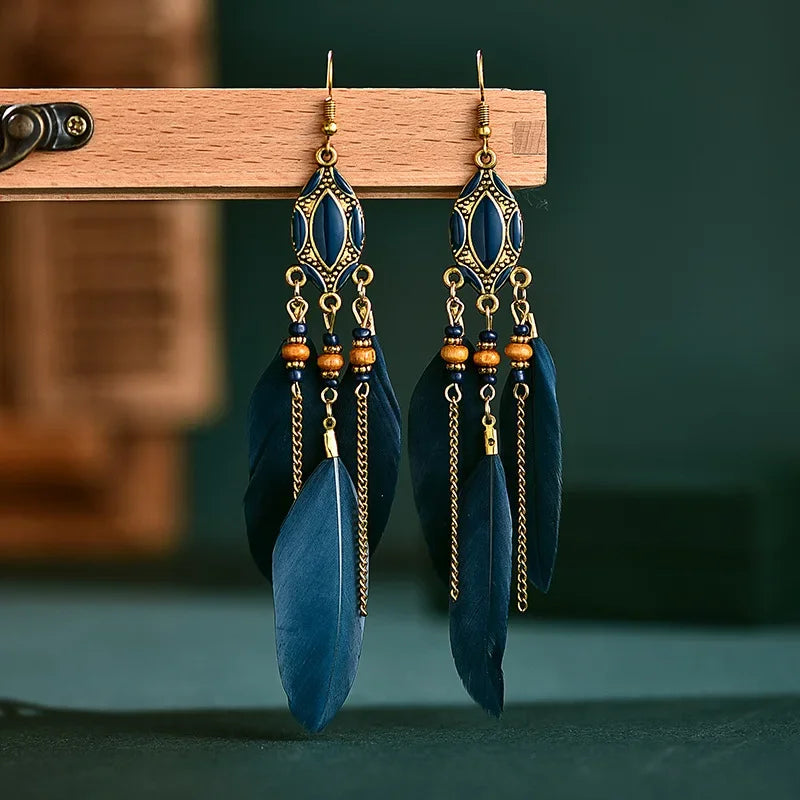 Pendientes Boho de Plumas Étnicas