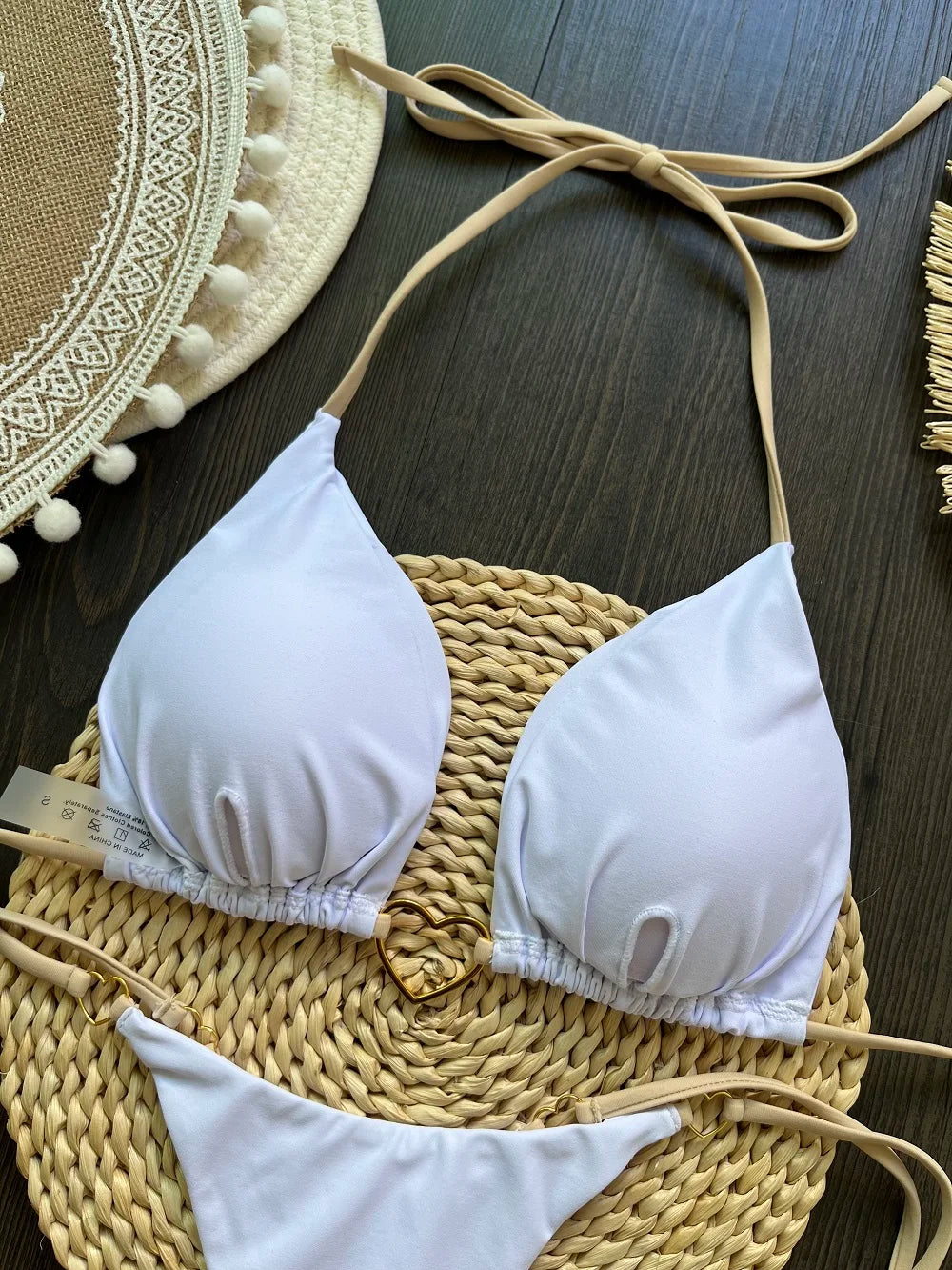 Bikini ajustable corazón dorado