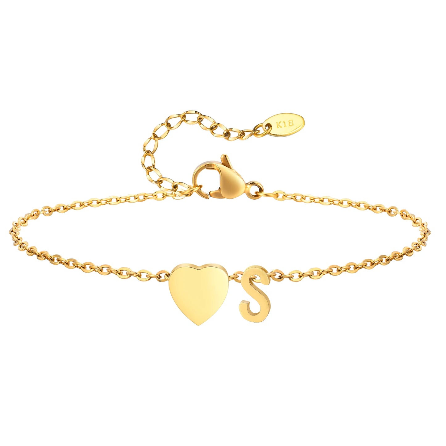 Tobillera personalizada con Inicial Corazón Dorada