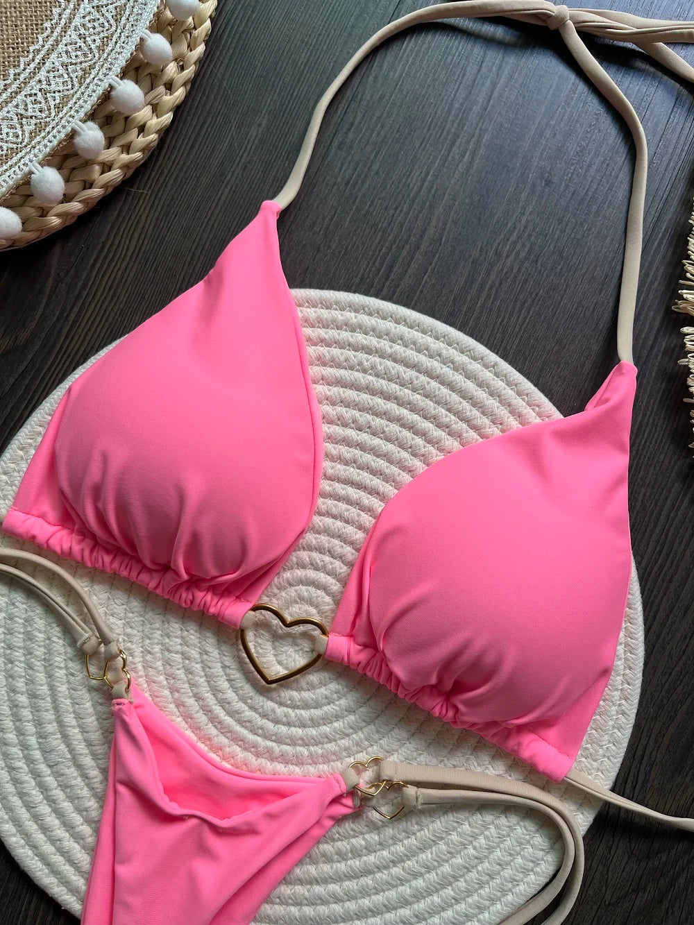 Bikini ajustable corazón dorado