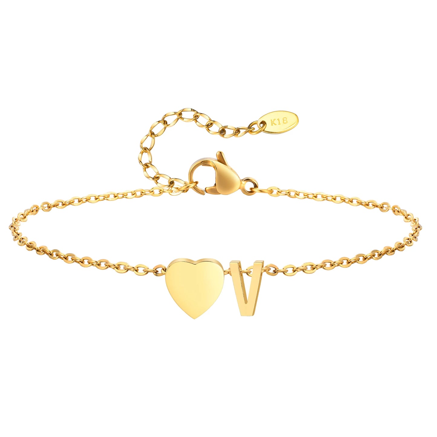 Tobillera personalizada con Inicial Corazón Dorada
