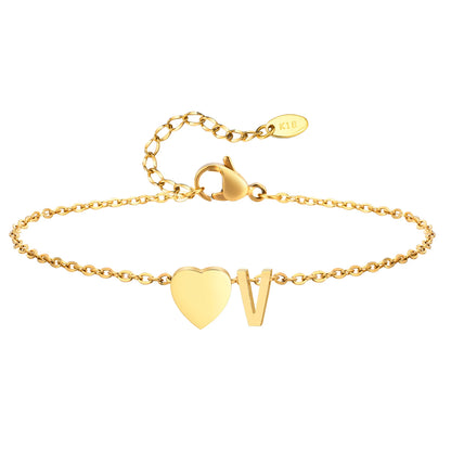 Tobillera personalizada con Inicial Corazón Dorada