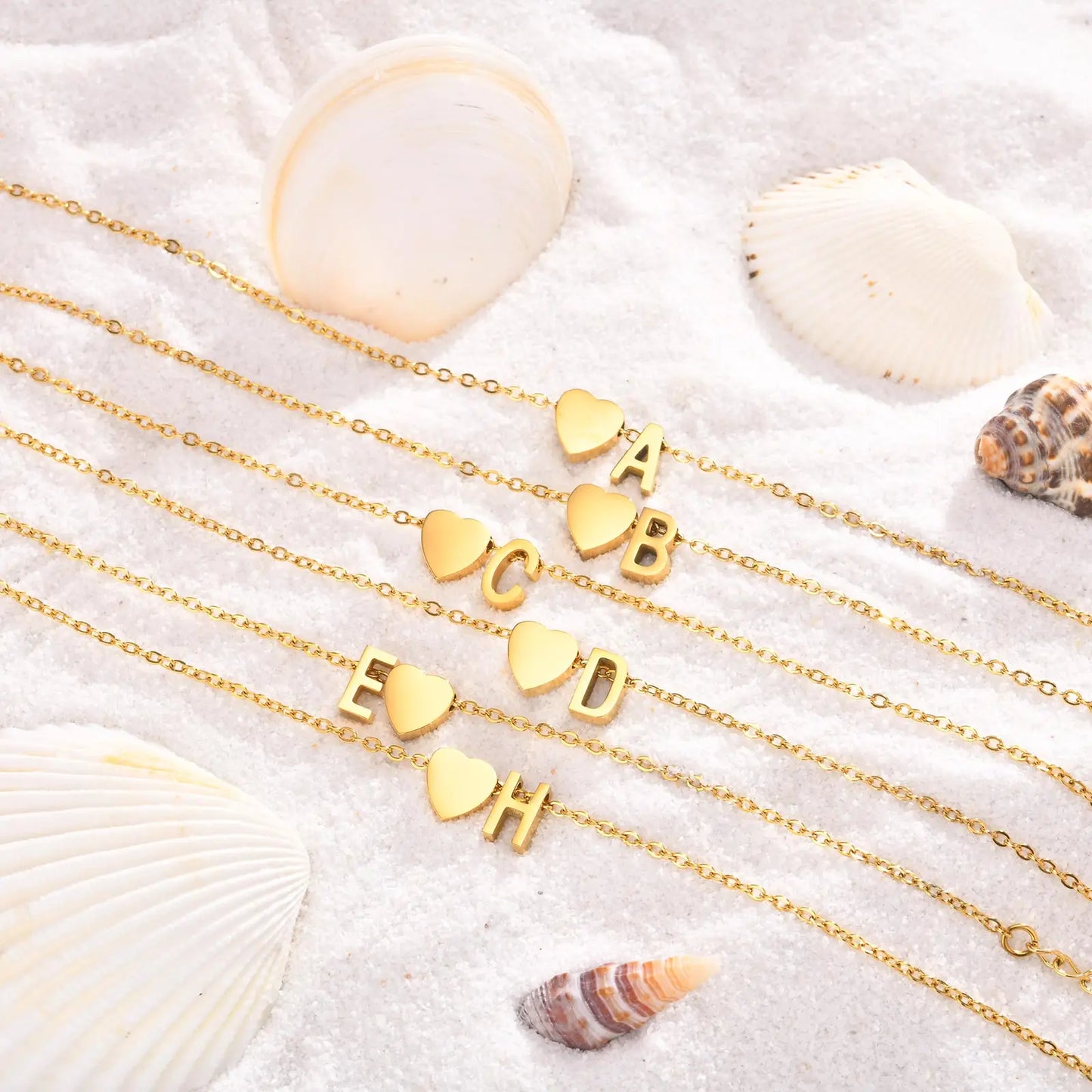 Tobillera personalizada con Inicial Corazón Dorada