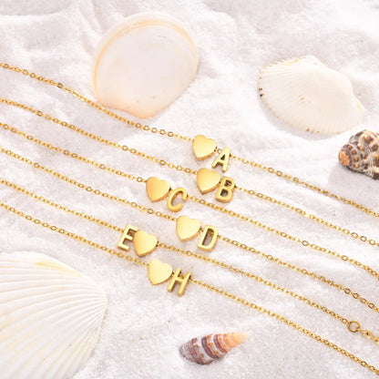 Tobillera personalizada con Inicial Corazón Dorada