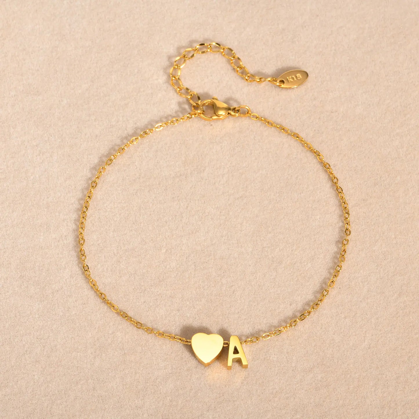 Tobillera personalizada con Inicial Corazón Dorada