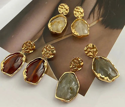 Pendientes Piedra Natural Golden Aura