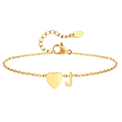 Tobillera personalizada con Inicial Corazón Dorada