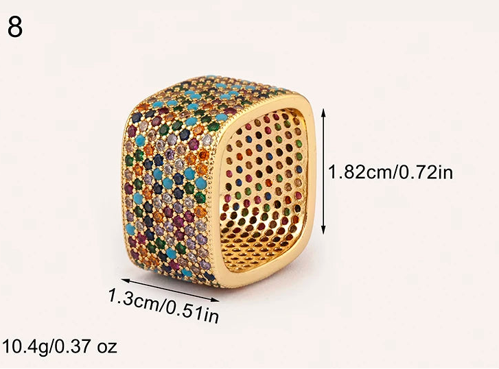 Anillo Glamour Dorado con Cristales