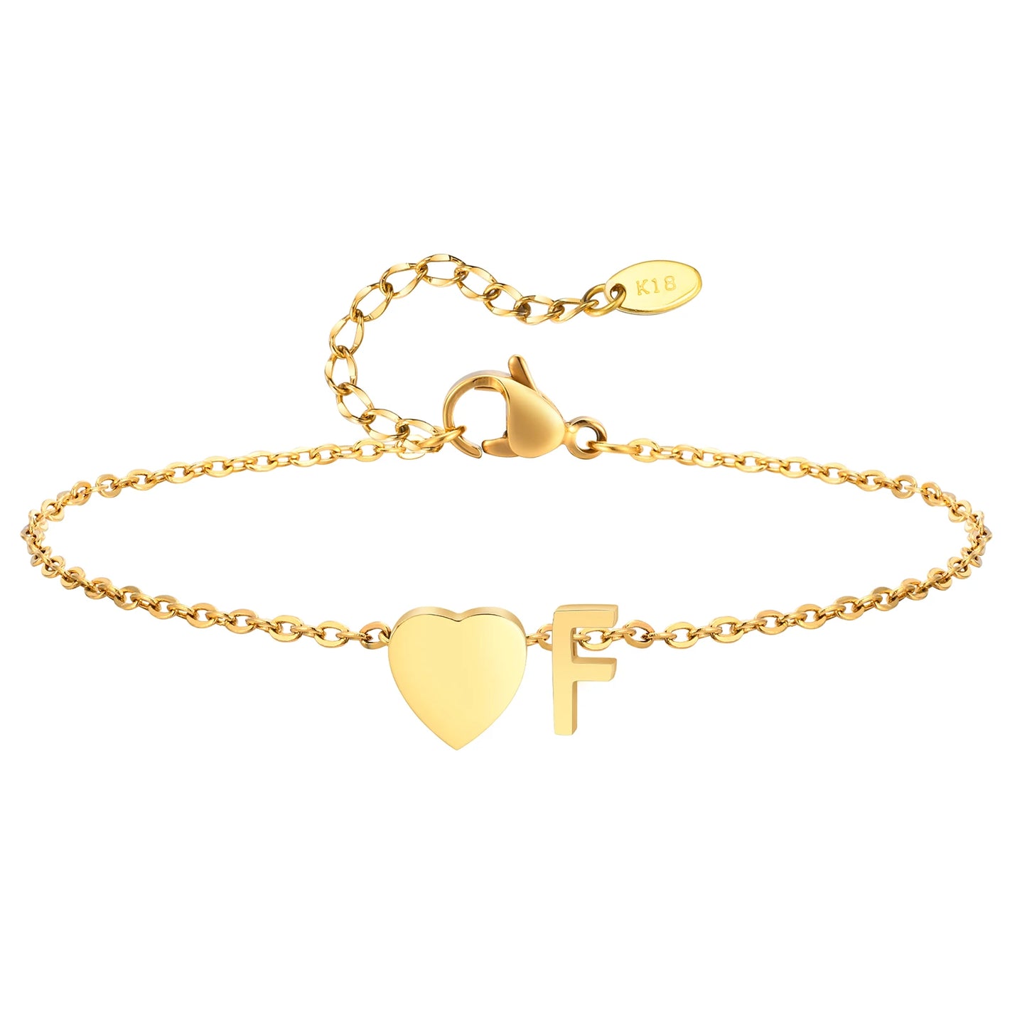 Tobillera personalizada con Inicial Corazón Dorada
