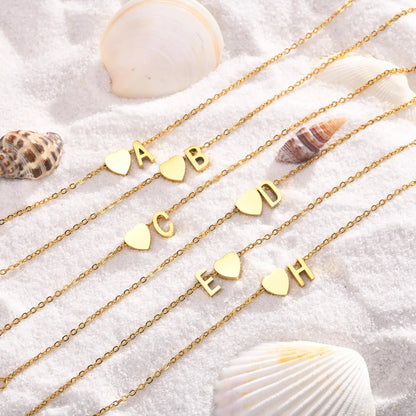 Tobillera personalizada con Inicial Corazón Dorada