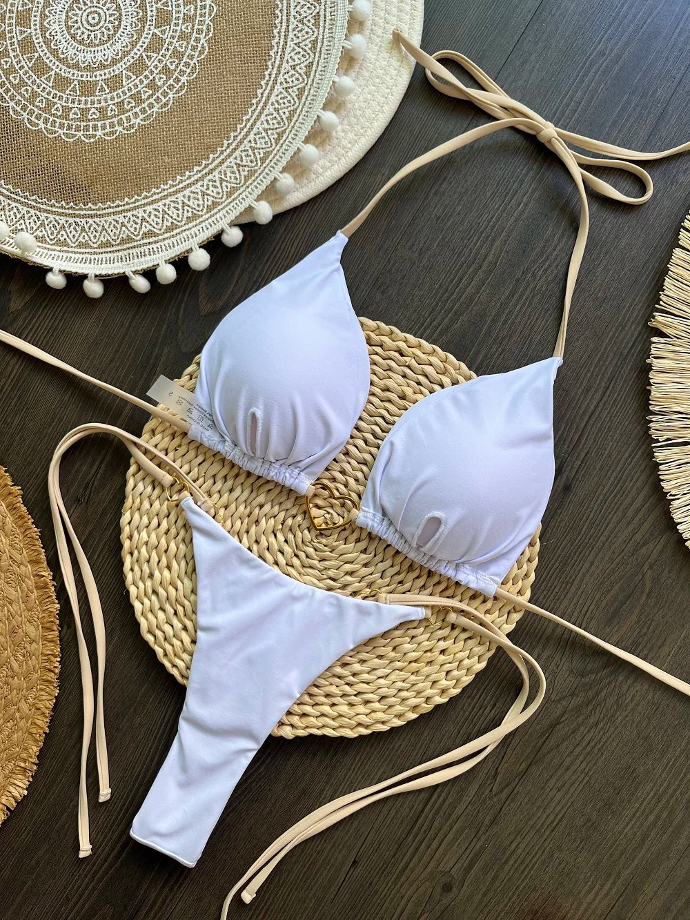 Bikini ajustable corazón dorado