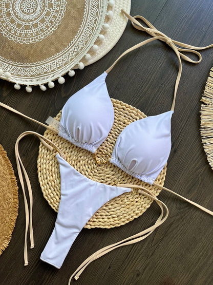 Bikini ajustable corazón dorado