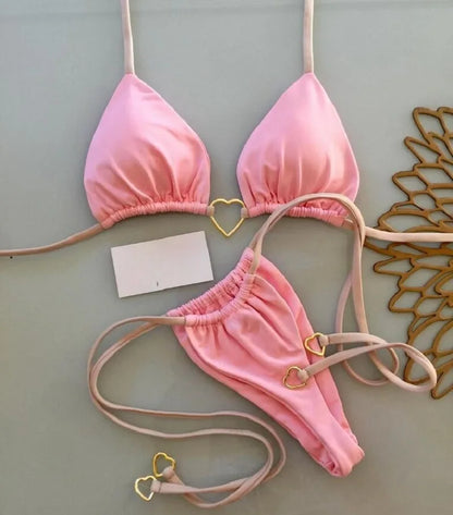 Bikini ajustable corazón dorado