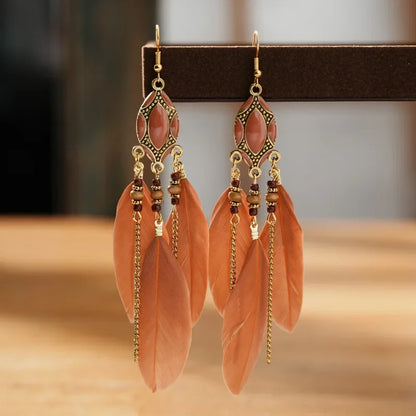 Pendientes Boho de Plumas Étnicas
