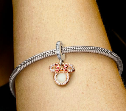 Charm Colgante Doble Silueta Minnie Plata y Oro Rosa