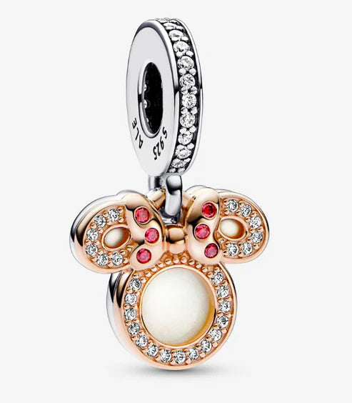 Charm Colgante Doble Silueta Minnie Plata y Oro Rosa