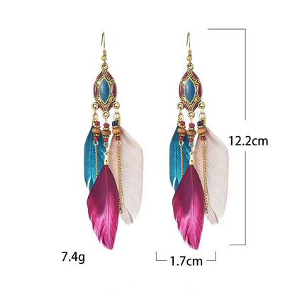 Pendientes Boho de Plumas Étnicas