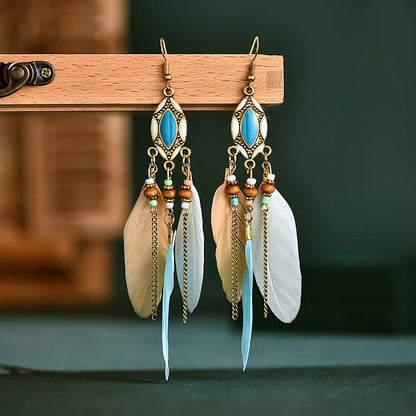 Pendientes Boho de Plumas Étnicas