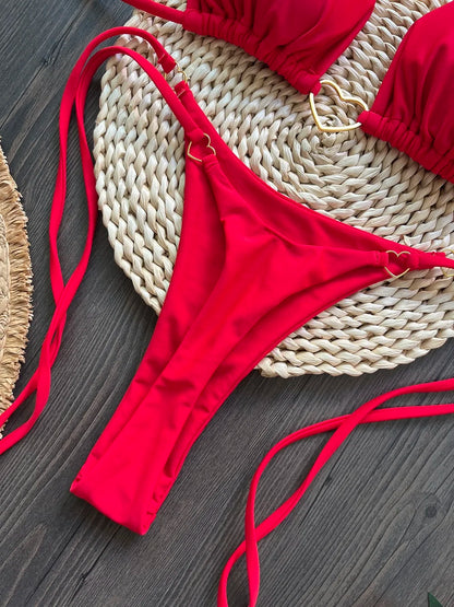 Bikini ajustable corazón dorado