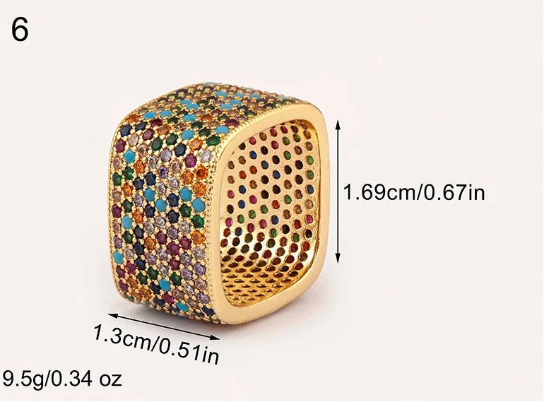 Anillo Glamour Dorado con Cristales