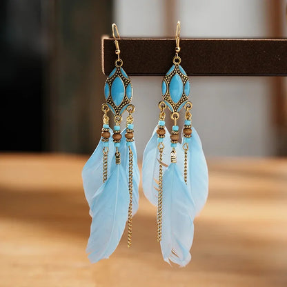 Pendientes Boho de Plumas Étnicas