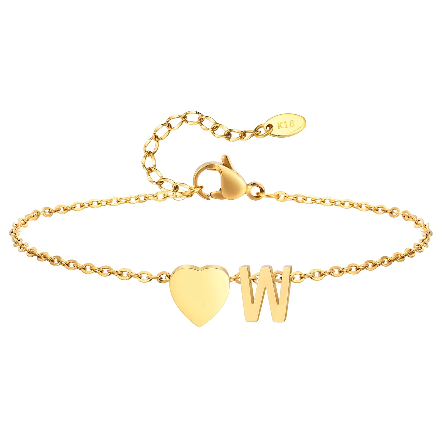 Tobillera personalizada con Inicial Corazón Dorada