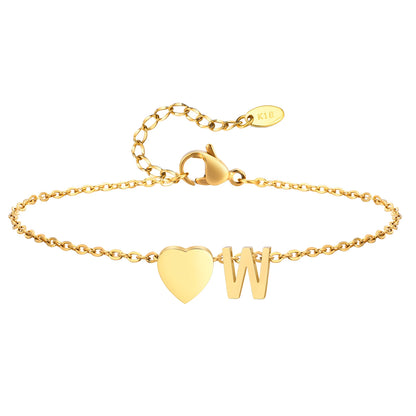 Tobillera personalizada con Inicial Corazón Dorada