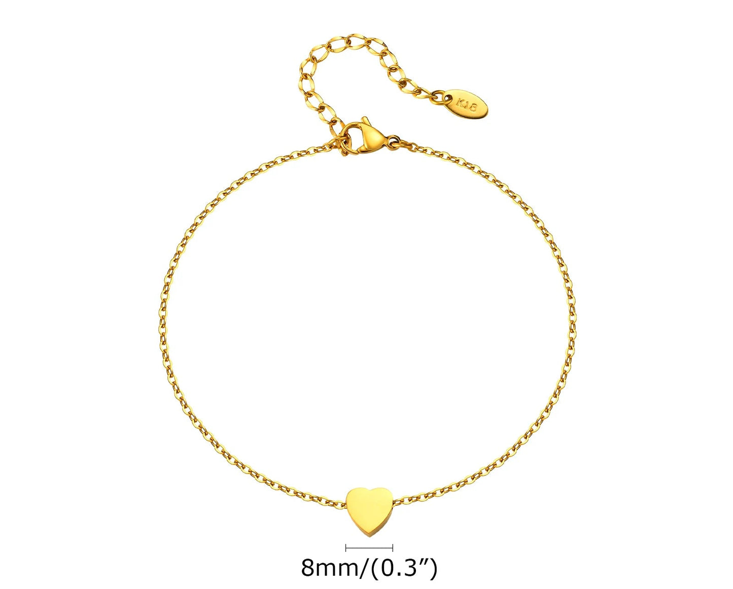 Tobillera personalizada con Inicial Corazón Dorada