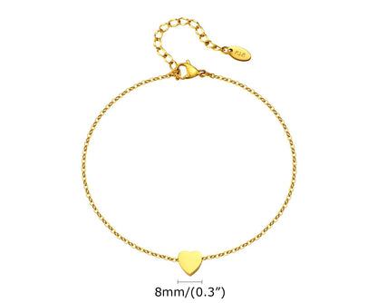 Tobillera personalizada con Inicial Corazón Dorada