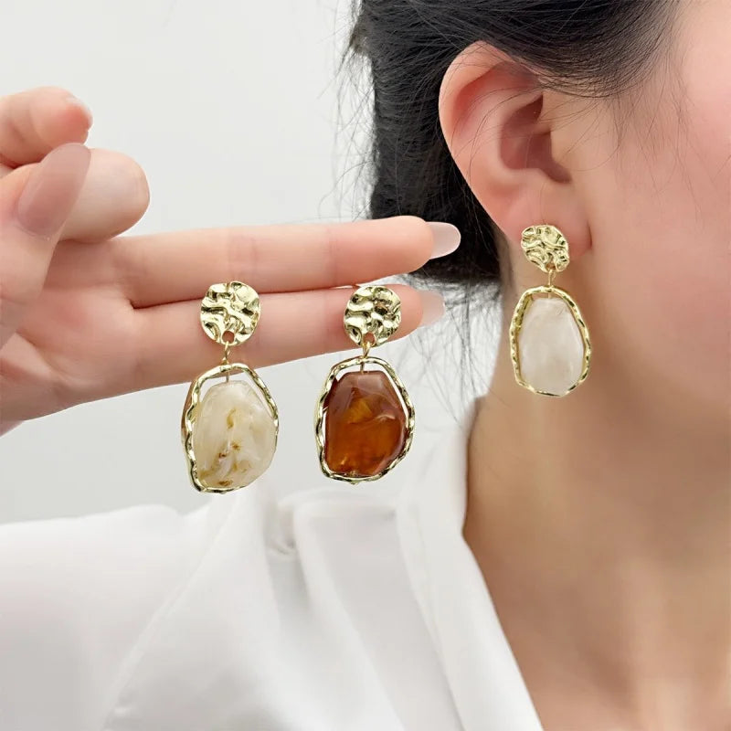 Pendientes Piedra Natural Golden Aura