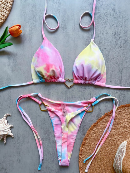 Bikini ajustable corazón dorado