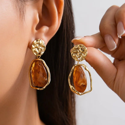 Pendientes Piedra Natural Golden Aura