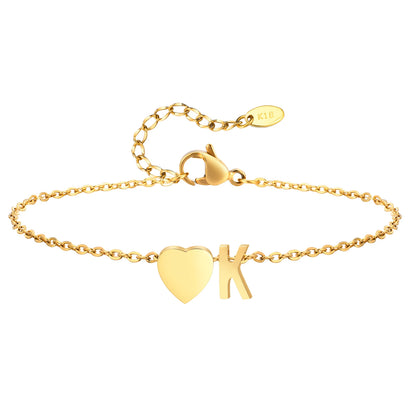 Tobillera personalizada con Inicial Corazón Dorada