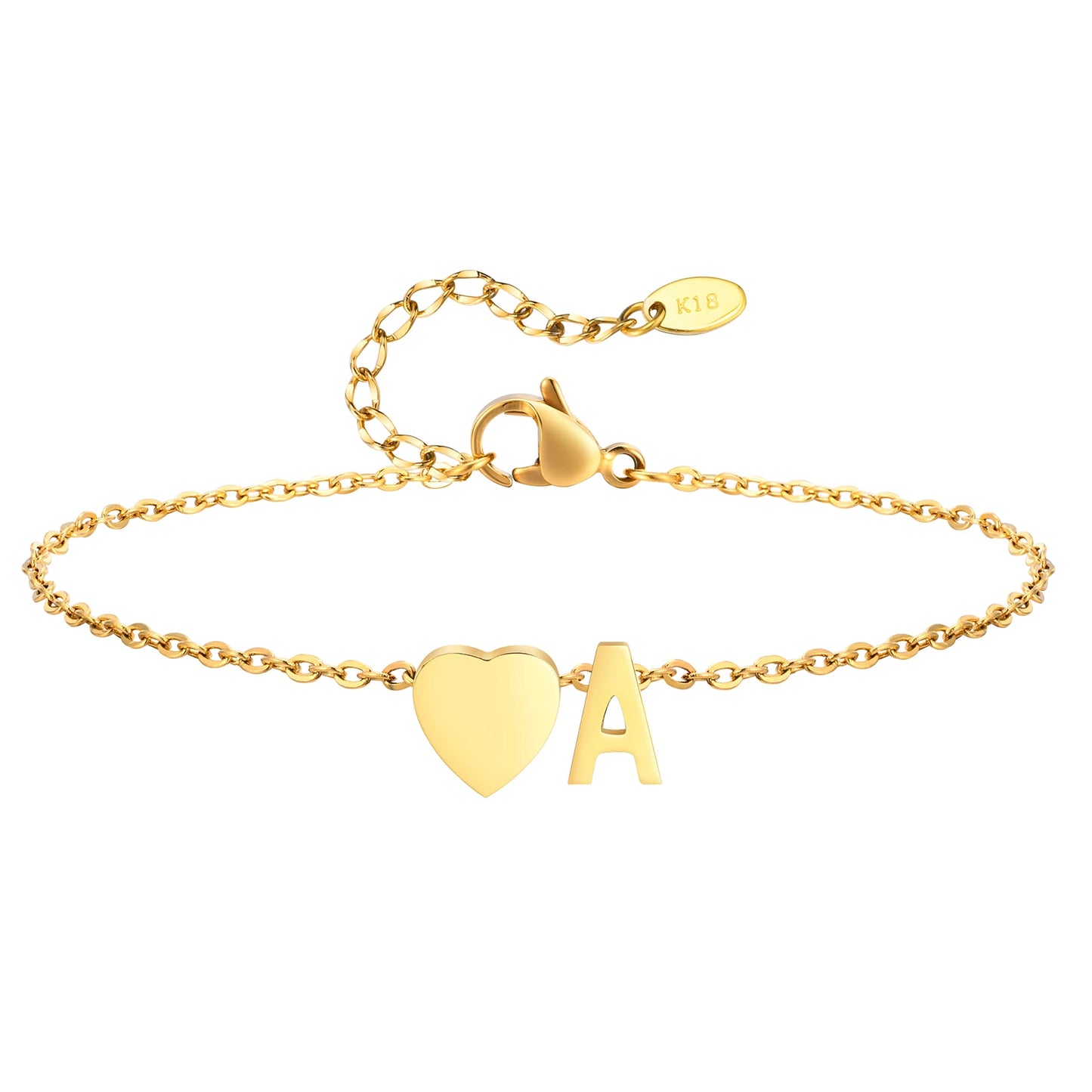 Tobillera personalizada con Inicial Corazón Dorada