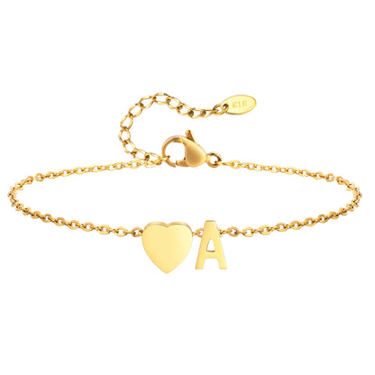 Tobillera personalizada con Inicial Corazón Dorada