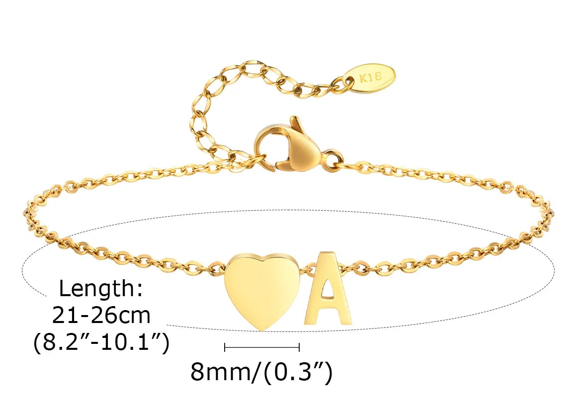 Tobillera personalizada con Inicial Corazón Dorada